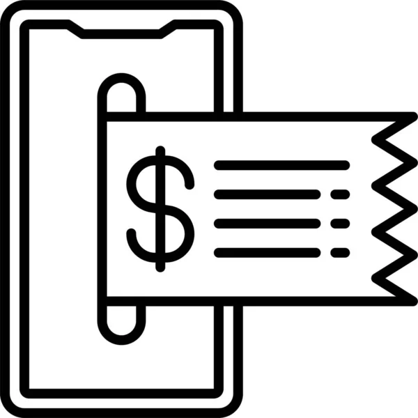 Factura Factura Icono Del Teléfono Inteligente Estilo Esquema — Vector de stock