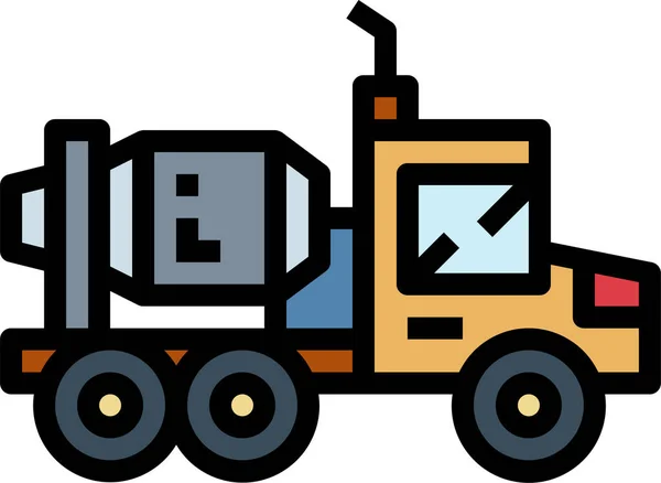 Icono Transporte Construcción Cemento Estilo Contorno Lleno — Vector de stock