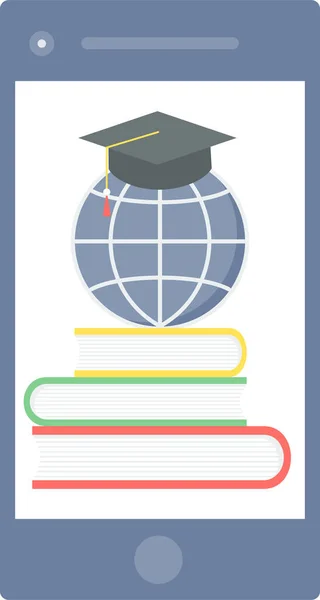 Educación Móvil Elearning Icono Estilo Plano — Vector de stock