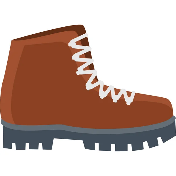 靴ハイキングシューズフラットスタイルのハイキングブーツアイコン — ストックベクタ