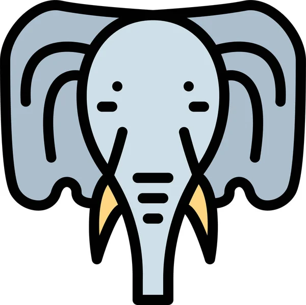 Animales Culturas Elefante Icono Estilo Contorno Lleno — Vector de stock