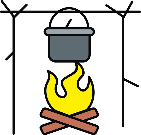 Bonefire Bonfire Camp Icon Filled Outline Style — Vetor de Stock