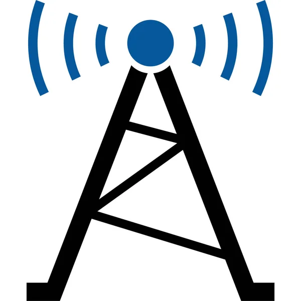 Antenne Drahtlose Satelliten Symbol Solidem Stil — Stockvektor