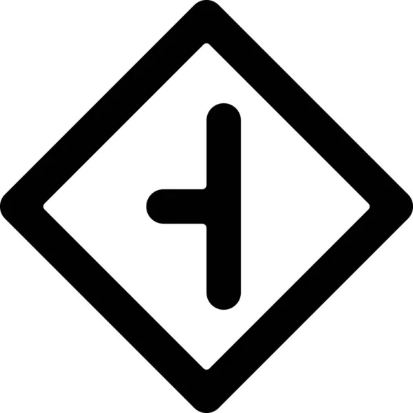 Way Right Turn Icon Solid Style — 图库矢量图片