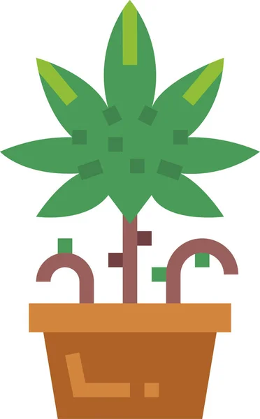 Ikona Natury Liści Marihuany Płaskim Stylu — Wektor stockowy