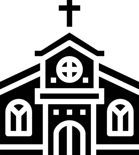 Arquitectura Iglesia Católica Icono Estilo Sólido — Vector de stock