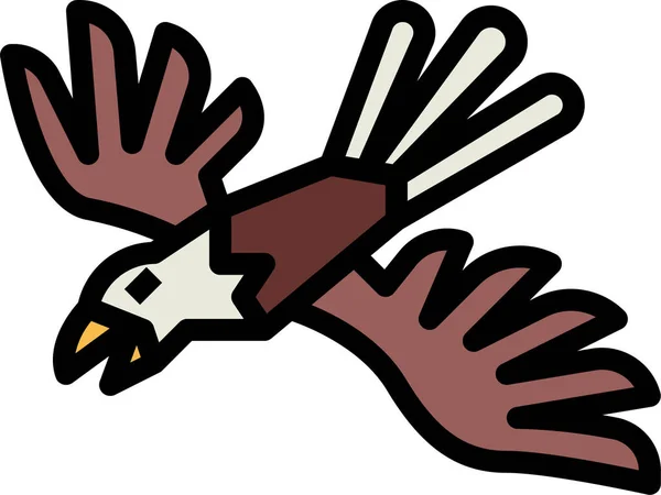 フルアウトラインスタイルでイーグルホーク鳥のアイコン — ストックベクタ