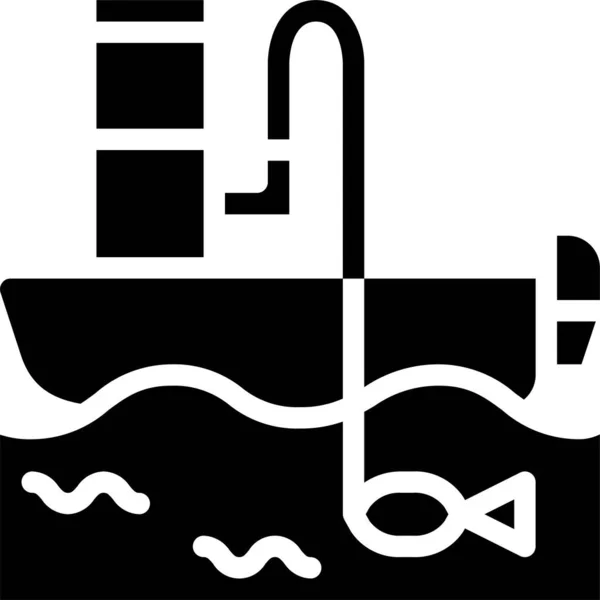 Значок Риболовлі Кемпінгу Твердому Стилі — стоковий вектор