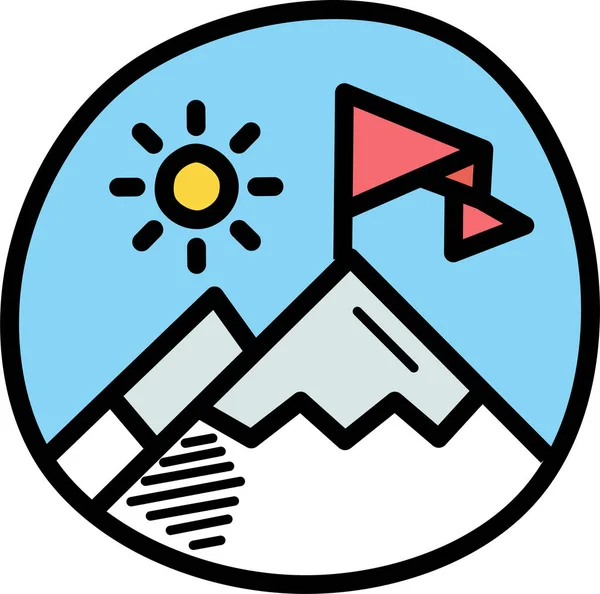 Τοπίο Βουνά Εικονίδιο Τοπίο Στυλ Γεμάτο Περίγραμμα — Διανυσματικό Αρχείο