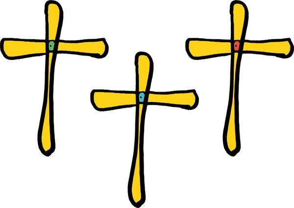 Christianity Cross Easter Icon Handdrawn Style - Stok Vektor