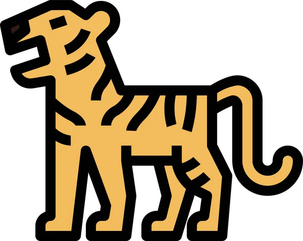 Tigre Mamífero Icono Vida Silvestre Estilo Contorno Lleno — Vector de stock