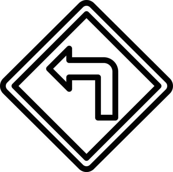 Icône Signalisation Routière Gauche Dans Style Contour — Image vectorielle