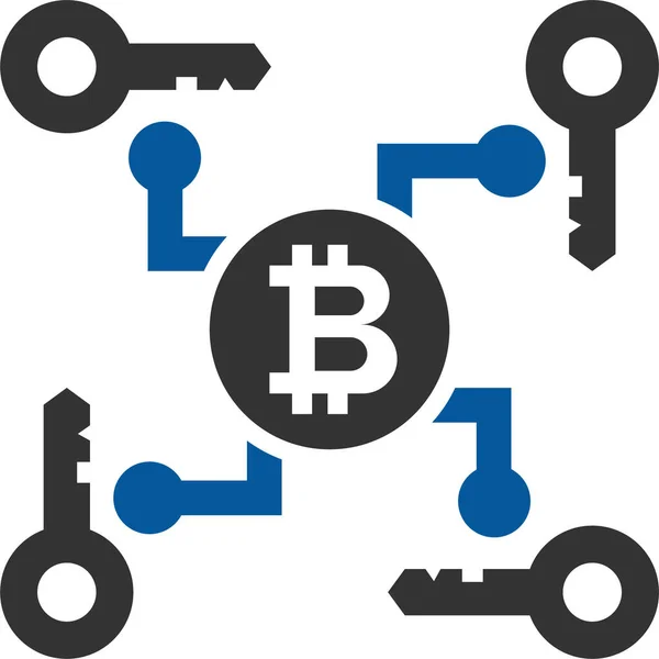 Multi Signatur Bitcoin Ikon Fast Stil — Stock vektor