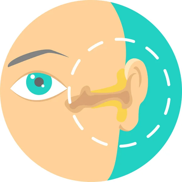 Oortrommelvlies Infectie Pictogram Platte Stijl — Stockvector