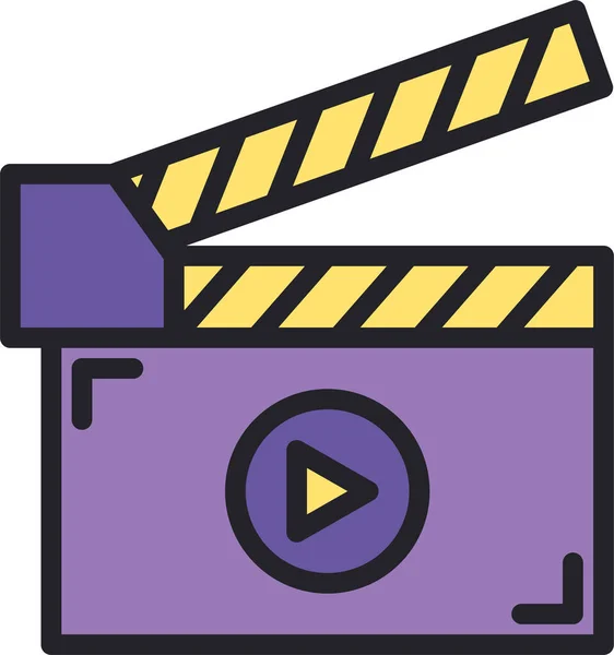 Ταινία Clapperboard Εικόνα Του Κινηματογράφου Στυλ Γεμάτο Περίγραμμα — Διανυσματικό Αρχείο