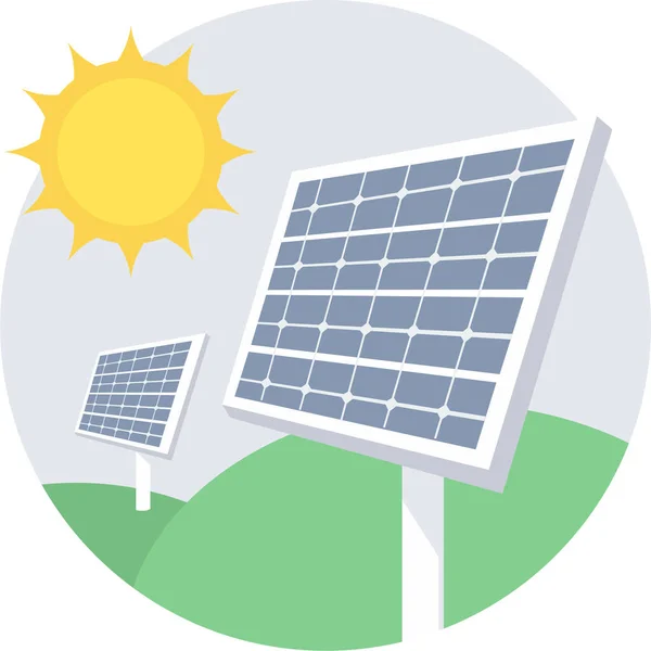 Energia Solar Plana Ícone Estilo Plano — Vetor de Stock