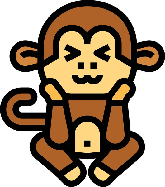 Opice Zvíře Savec Ikona Vyplněném Stylu Obrysu — Stockový vektor