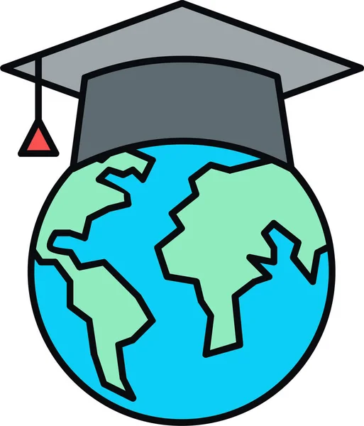 Lisansüstü Uluslararası Üniversite Ikonu Tam Hatlı — Stok Vektör