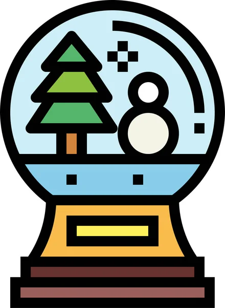 Icône Globe Cristal Noël Dans Style Contour Rempli — Image vectorielle