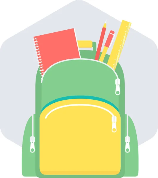 Bolso Escuela Libro Icono Estilo Plano — Vector de stock