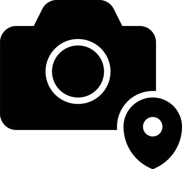 Icono Ubicación Imagen Cámara Estilo Sólido — Vector de stock