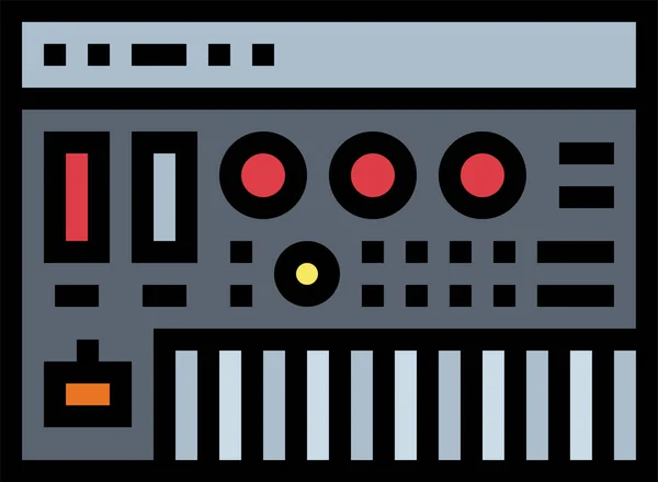 Elektronik Enstrüman Organ Simgesi Tam Ana Hatlı Biçimdename — Stok Vektör