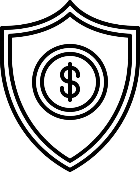 Εικονίδιο Ασπίδας Προστασίας Χρημάτων Στυλ Περίγραμμα — Διανυσματικό Αρχείο