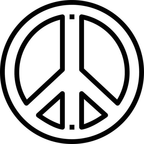 ヒッピー愛平和主義のアイコンをアウトラインスタイルで — ストックベクタ