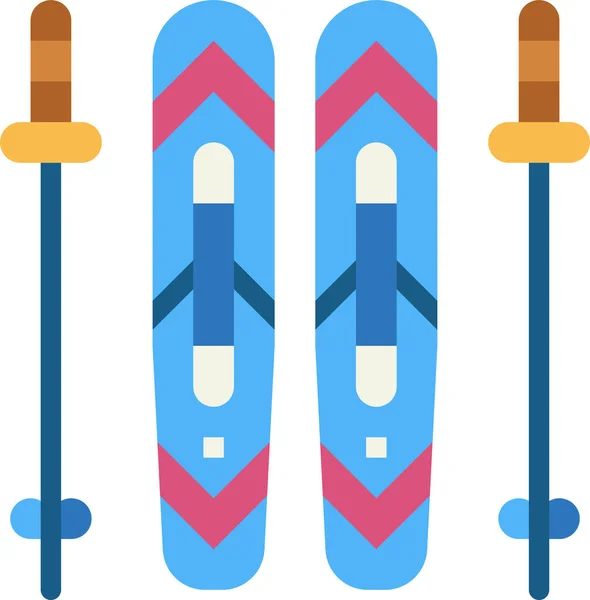 Ski Skiing Sports Icon Flat Style — Stock Vector