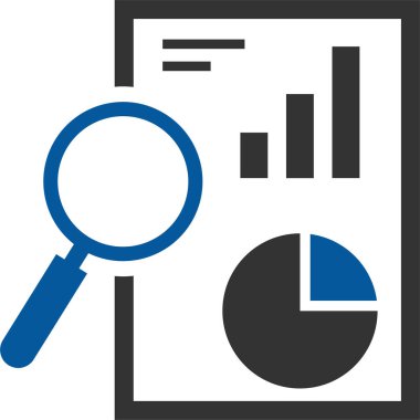 analytics analysis report icon in solid style clipart