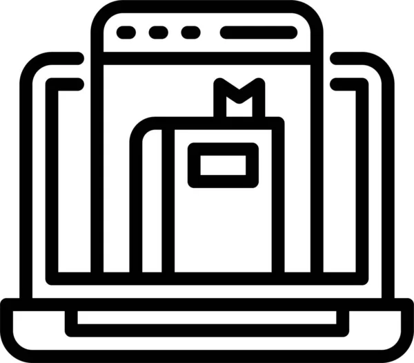 Icône Livre Web Ordinateur Portable Dans Style Contour — Image vectorielle