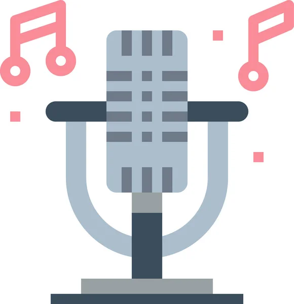 Mikrofon Radyo Ses Simgesi Düz Biçimli — Stok Vektör