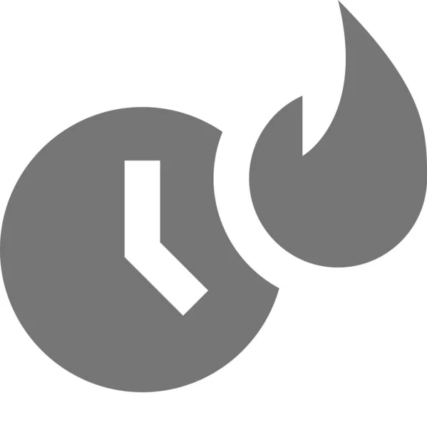 Clock Fire Flame Icon Solid Style — 스톡 벡터