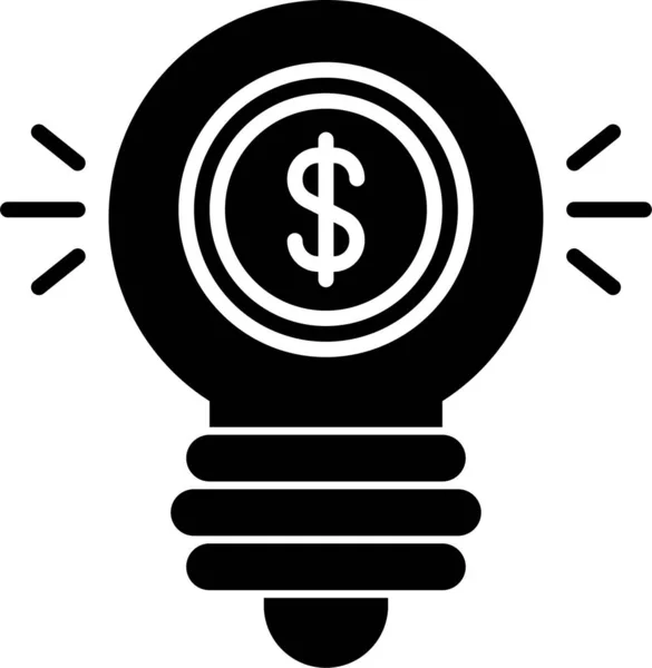 Gloeilamp Geld Pictogram Solide Stijl — Stockvector