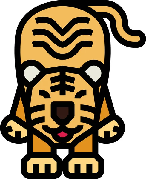 Tigre Mamífero Icono Vida Silvestre Estilo Contorno Lleno — Vector de stock