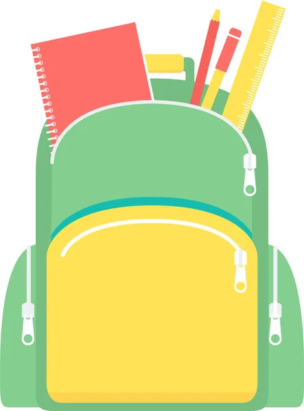 Bag School Book Icon Flat Style — Stock Vector