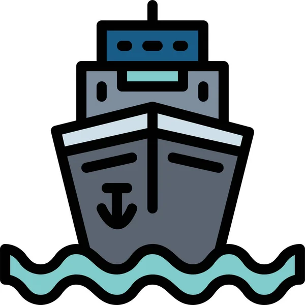 Crucero Barco Icono Estilo Contorno Lleno — Vector de stock