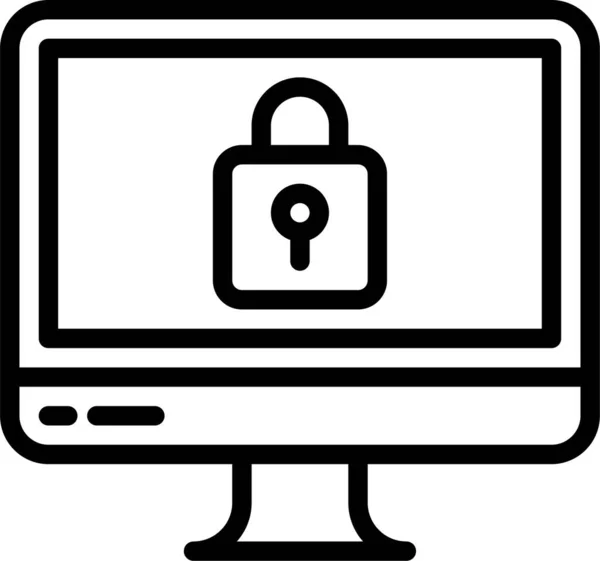 Computer Locked Padlock Icon — Stock Vector