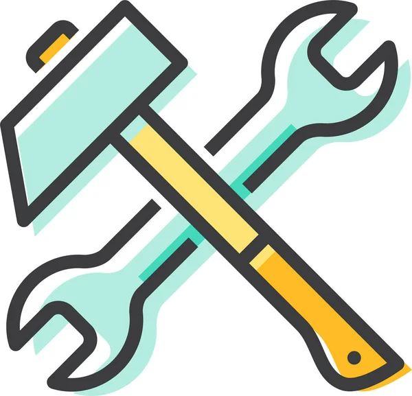 Hammer Mechanic Spanner Icon Filled Outline Style — 스톡 벡터