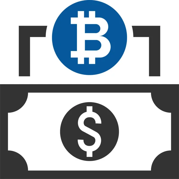 Иконка Money Bitcoin Твердом Стиле — стоковый вектор
