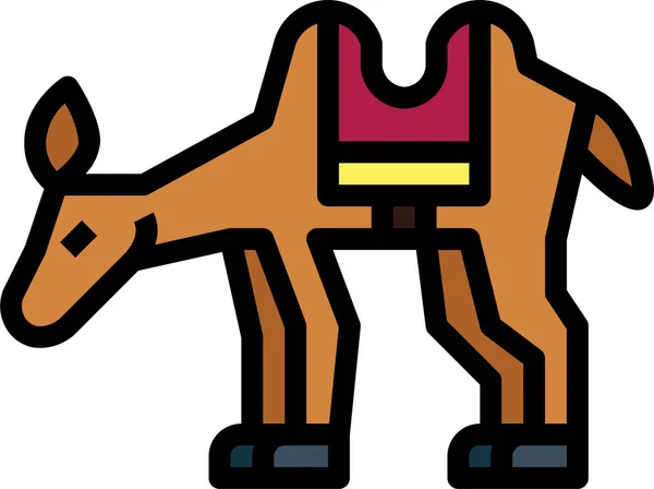 Camel Zoo Animal Icono Estilo Contorno Lleno — Vector de stock
