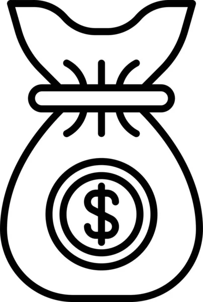 Bag Δολάριο Εικονίδιο Χρήματα Στυλ Περίγραμμα — Διανυσματικό Αρχείο