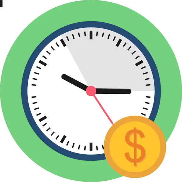 Alarm Clock Dollar Icon Flat Style — 스톡 벡터