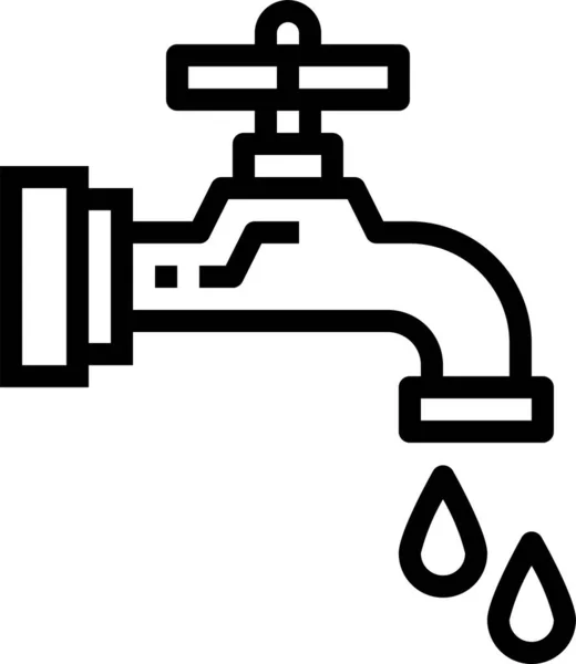 Drop Faucet Sink Icon Outline Style — 스톡 벡터