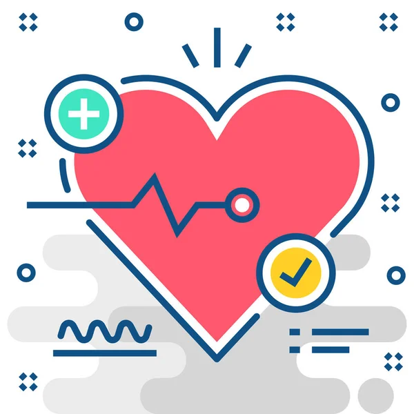 Heart Test Ecg Icon Filled Outline Style — Stock Vector