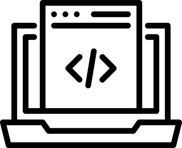 Ikona Laptopa Kodowania Przeglądarki — Wektor stockowy