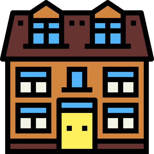 Buildings Home House Icon Filled Outline Style — Stock Vector