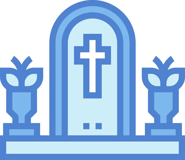 Lápida Cementerio Icono Lápida Estilo Contorno Lleno — Archivo Imágenes Vectoriales