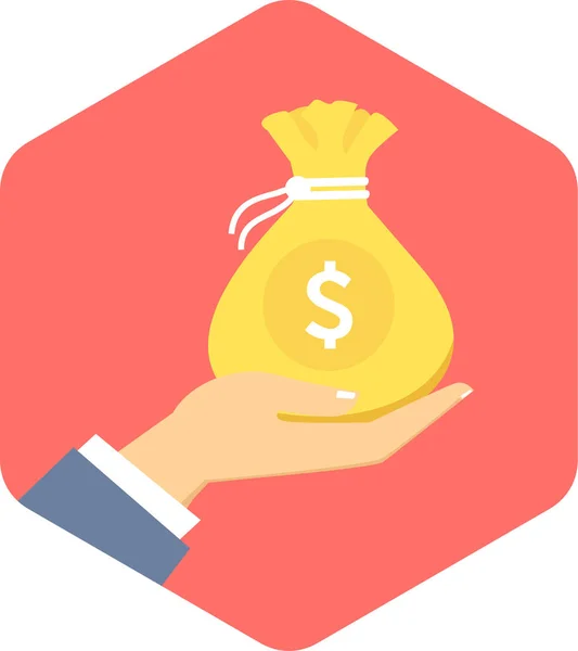 Bolsa Dinero Icono Pago Estilo Plano — Vector de stock