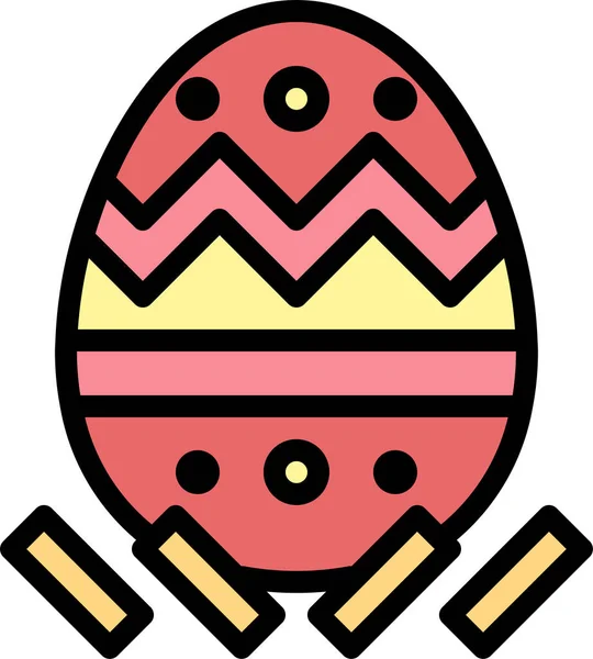 Easter Egg Hearts Icon Filled Outline Style — 스톡 벡터